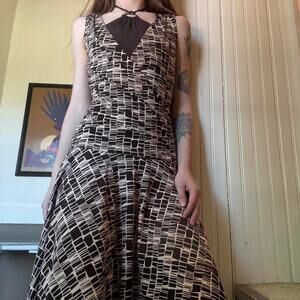 Vintage IN San Francisco Brown Layered Halter Dress Small